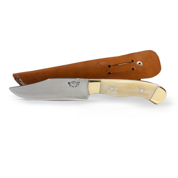 Faca artesanal HR Bushcraft cabo osso natural