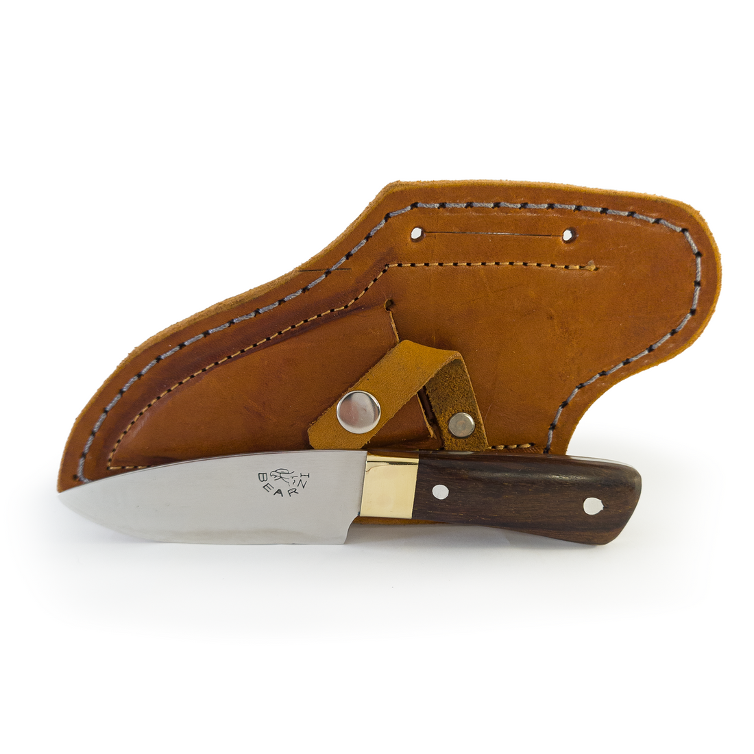 Faca EDC Bushcraft artesanal modelo Piccola cabo madeira nobre de jacarandá. 