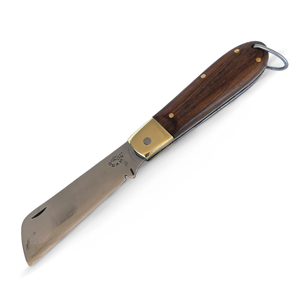 Canivete clássico artesanal modelo Flow cabo em madeira e lâmina em aço inox. 